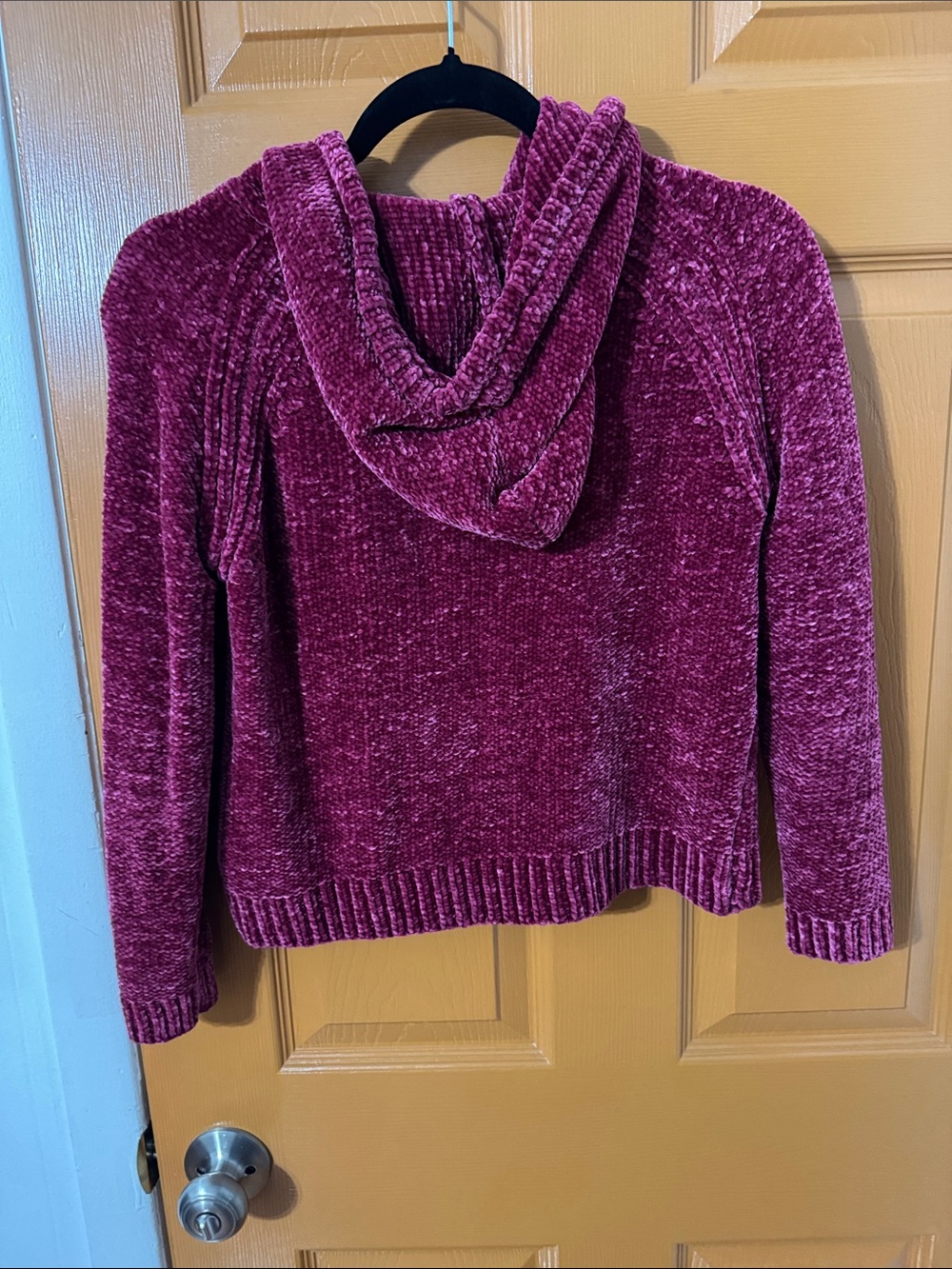 DKNY Chenille Hooded Sweater in Berry - Picture 4 of 4
